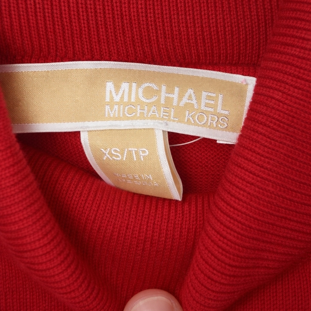 🆕️Michael Kors Red Crewneck Sweater with White and Gold Accents - Picture 5 of 6